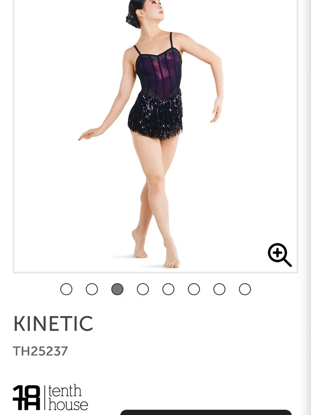 Tenth House Kinetic Girls' Black and Purple Sequin Fringe Dance Costume
